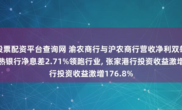 股票配资平台查询网 渝农商行与沪农商行营收净利双雄争霸, 常熟银行净息差2.71%领跑行业, 张家港行投资收益激增176.8%