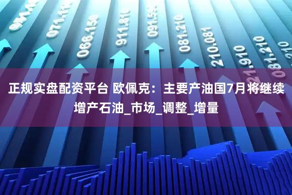 正规实盘配资平台 欧佩克：主要产油国7月将继续增产石油_市场_调整_增量